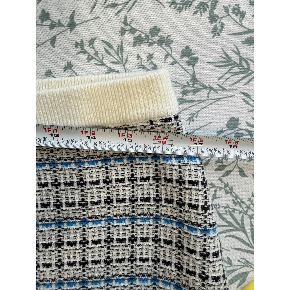 Talbots Textured Tweed Mini Skirt Blue Stripe Knit Career Size 12 Preppy - Picture 6 of 7